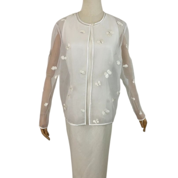 Sheer White Delicate Topper/Blazer Embroidered Butterfly Details Fairycore Sz 6 - Picture 3 of 12